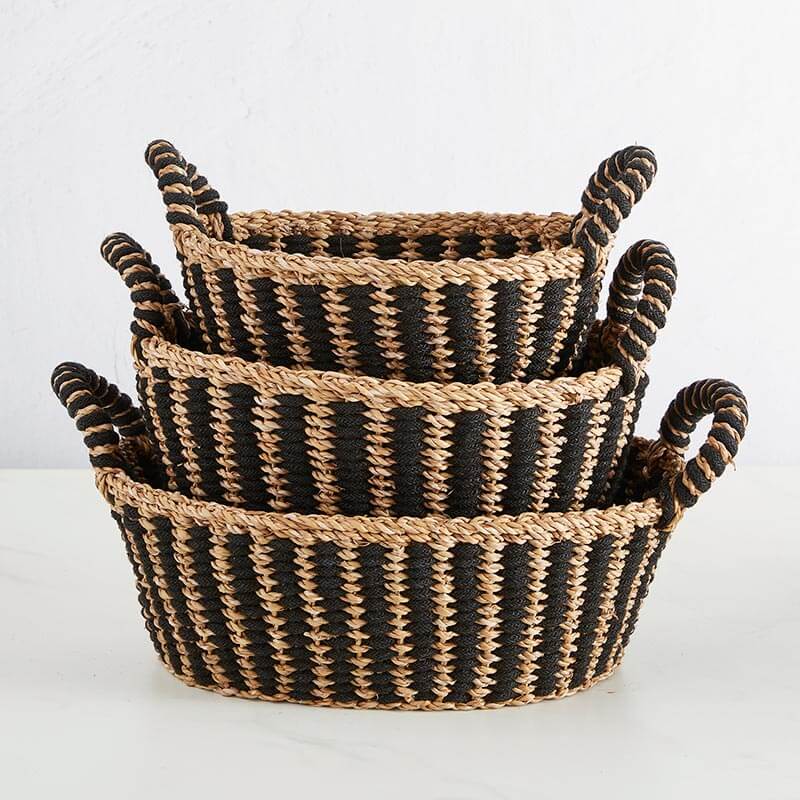 Oval Basket with Handles Set