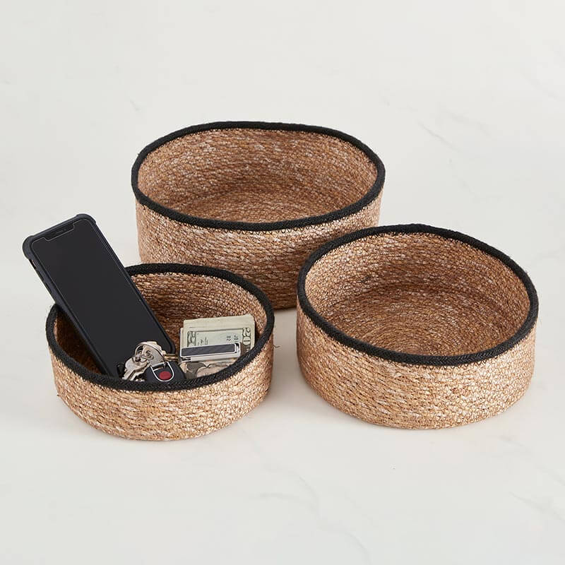 Black Rim Round Basket Set