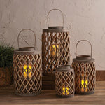 Grey Cylinder Willow Lantern