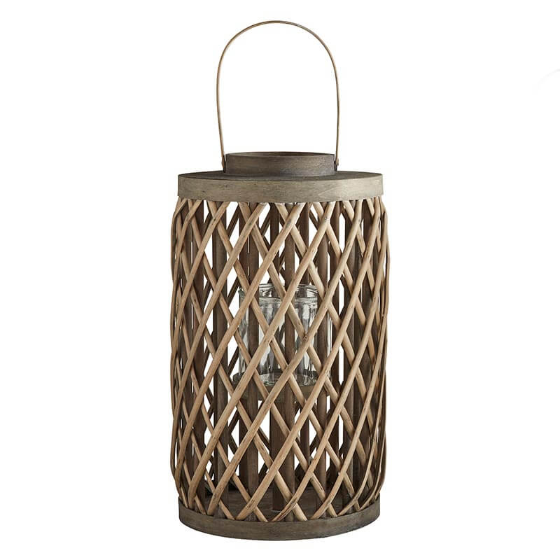 Grey Cylinder Willow Lantern