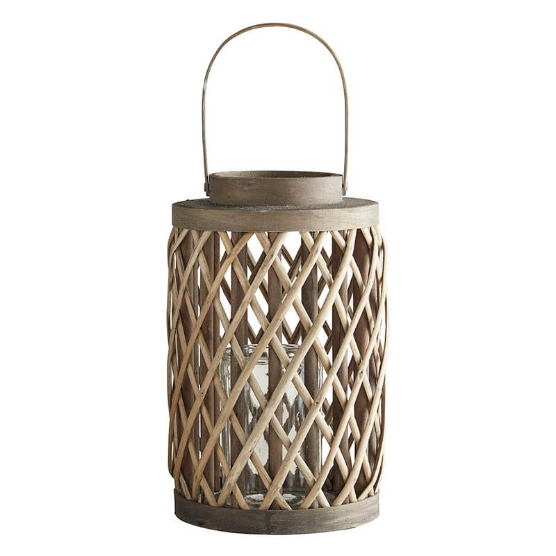 Grey Cylinder Willow Lantern