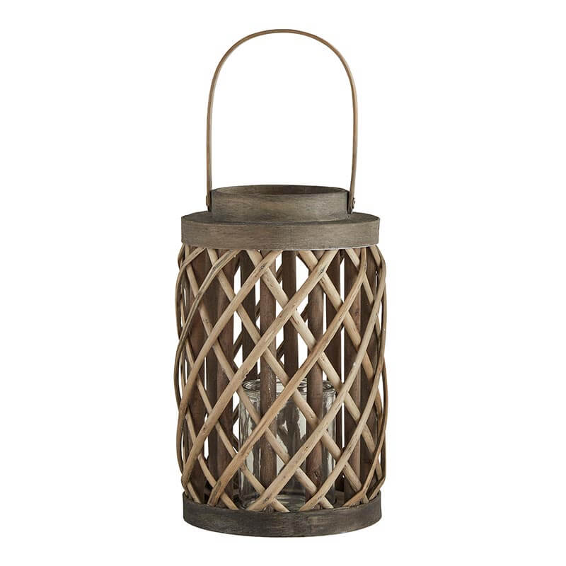 Grey Cylinder Willow Lantern