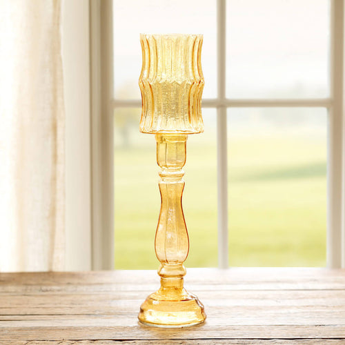 Maybelle Amber Glass Candle Holder