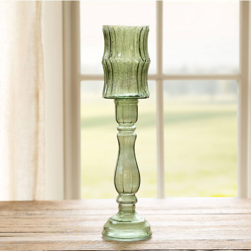 Maybelle Green Glass Candle Holder