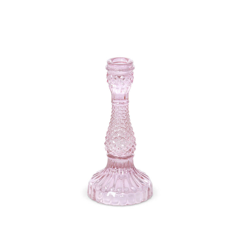 Pressed Glass Violet Candle Holder