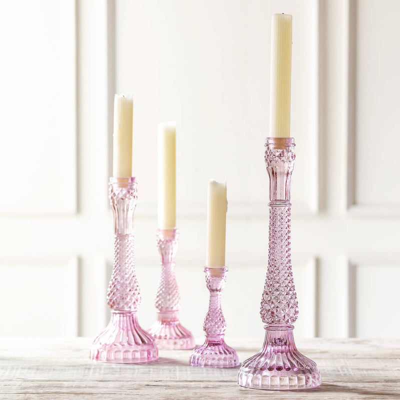 Pressed Glass Violet Candle Holder