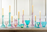 Pressed Glass Turquoise Candle Holder