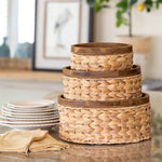 Woven Water Hyacinth Round Storage Baskets