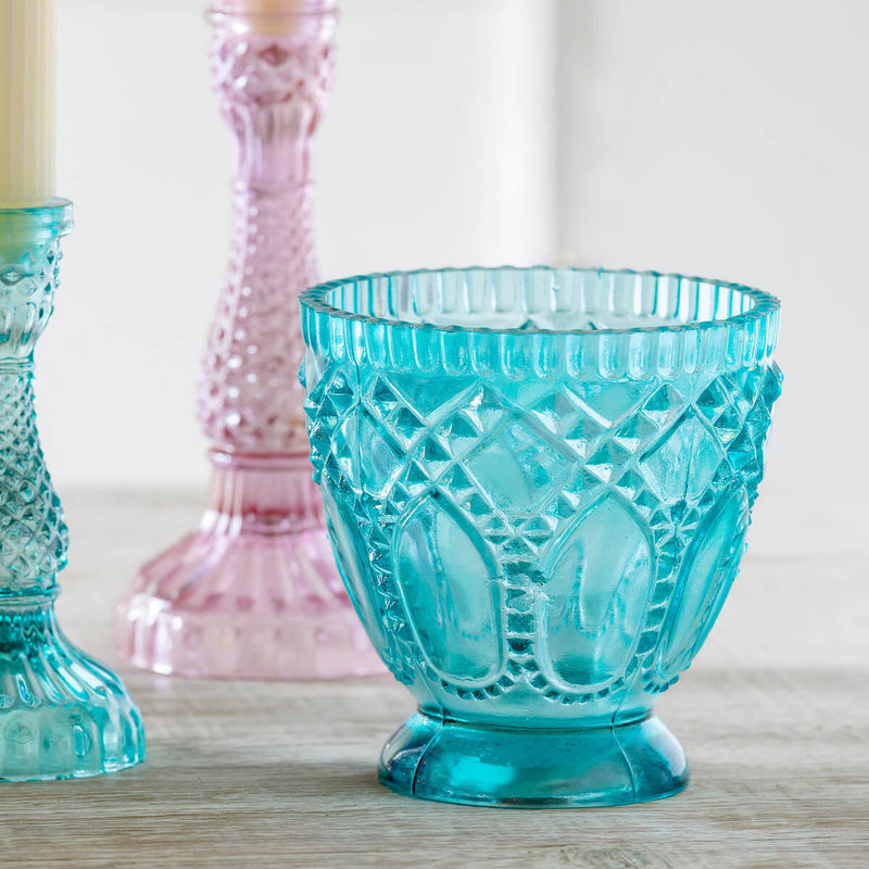 Zoe Pressed Glass Turquoise Holder