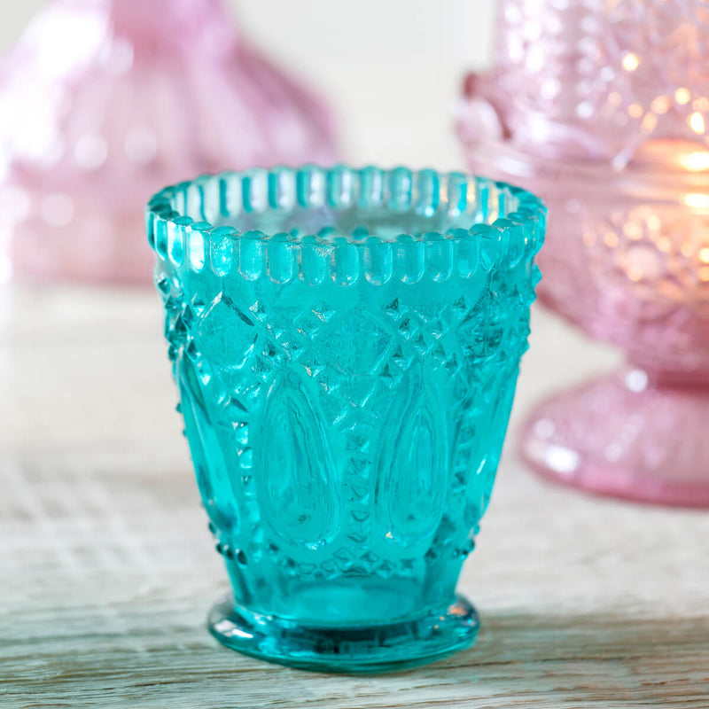 Zoe Pressed Glass Turquoise Holder