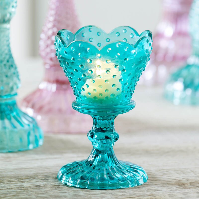 Zoe Pressed Glass Turquoise Holder