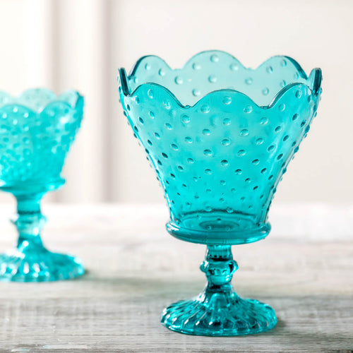 Zoe Pressed Glass Turquoise Holder