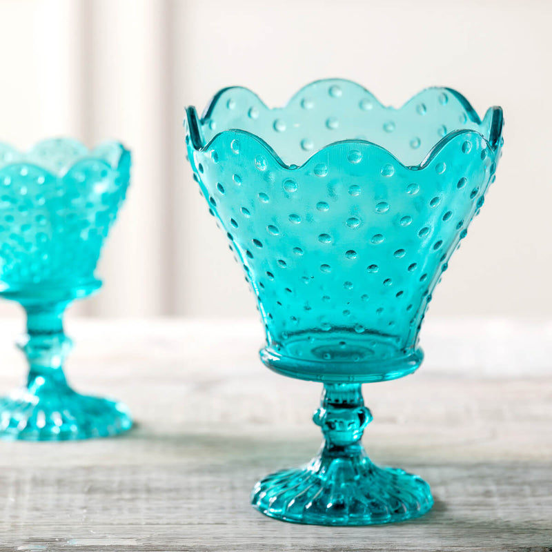 Zoe Pressed Glass Turquoise Holder