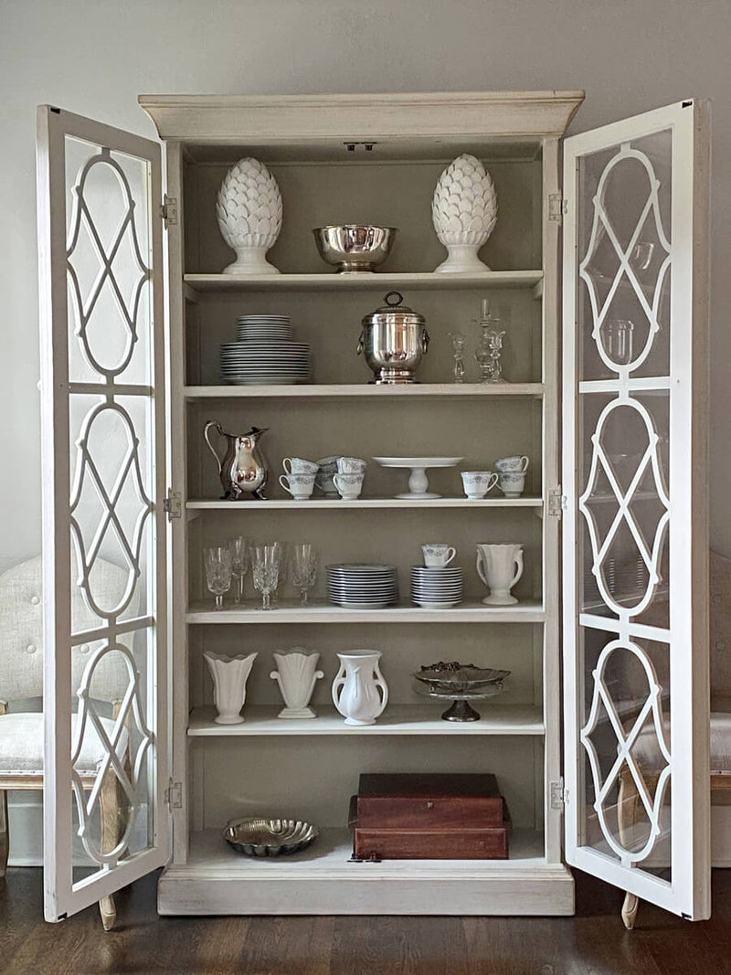 Adeline Wood Cabinet with Glass Doors