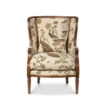Flourish Pattern Wood Framed Wing Chair
