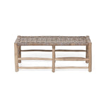 Teak and Rattan Woven Bench