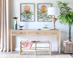 Teak and Rattan Woven Bench