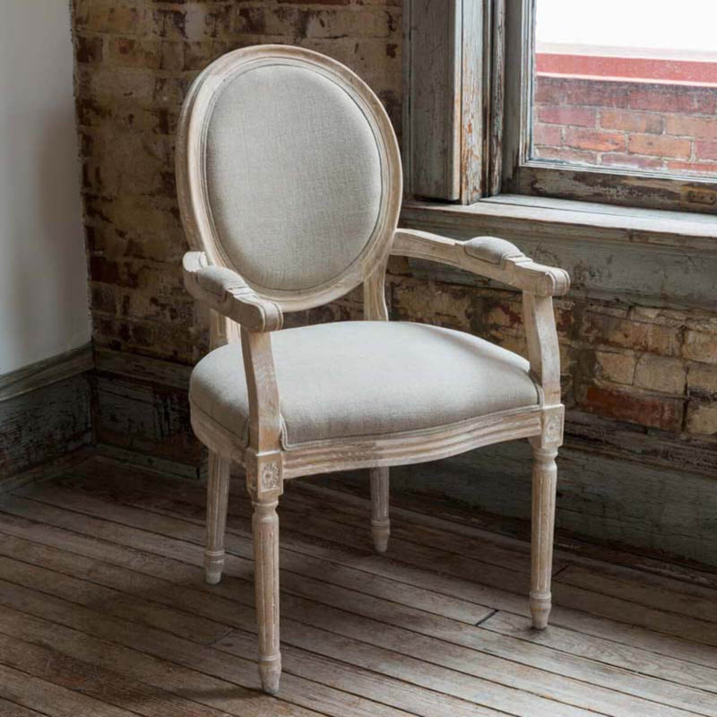 White Washed Arm Chair