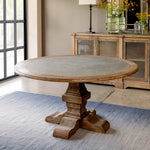 Aged Zinc Top Round Dining Table