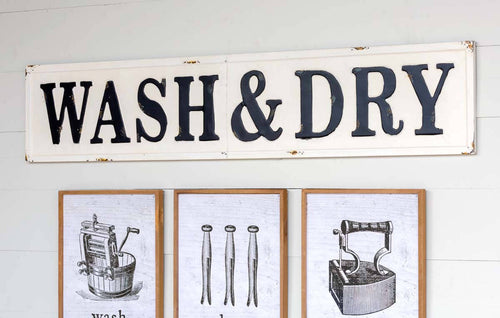 Embossed Metal Wash & Dry Sign