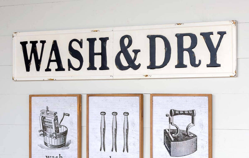 Embossed Metal Wash & Dry Sign