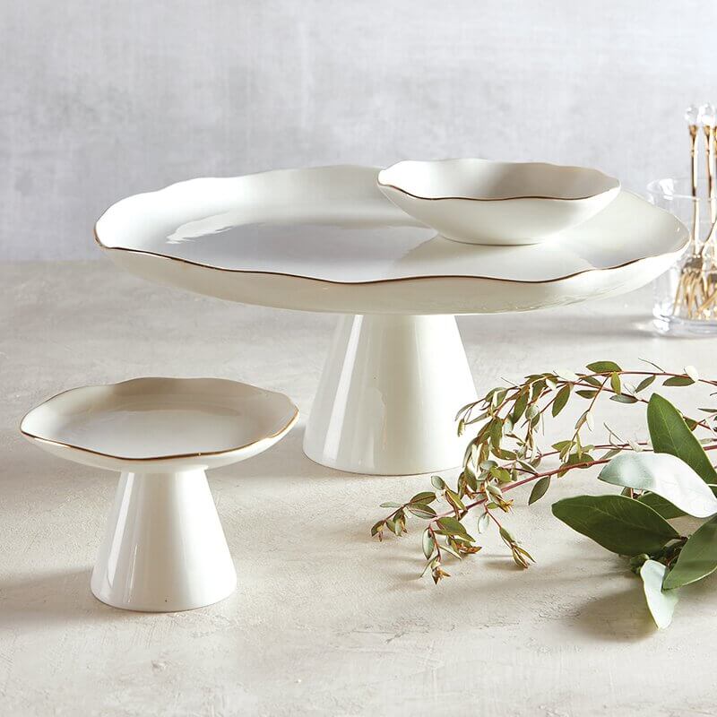 Holiday Gold Rimmed Pedestal Tray