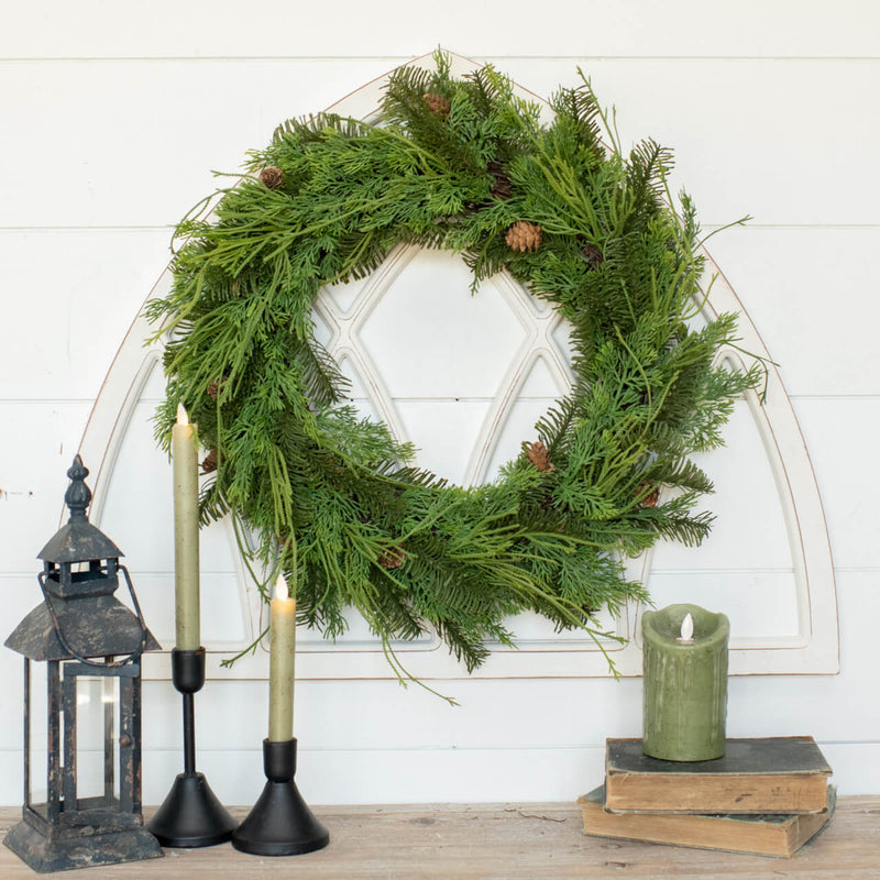 Hemlock & Cedar With Pinecones