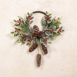 Frosted Holly, Berries & Pinecones Wall Hanger