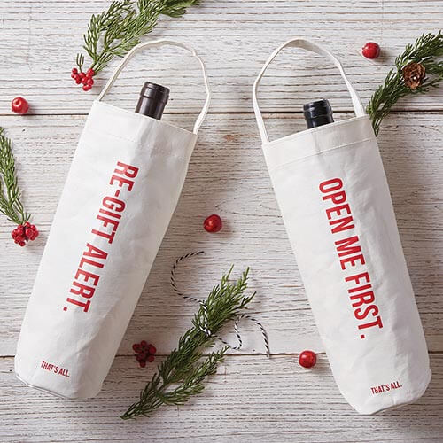 Canvas Holiday Wine Bag