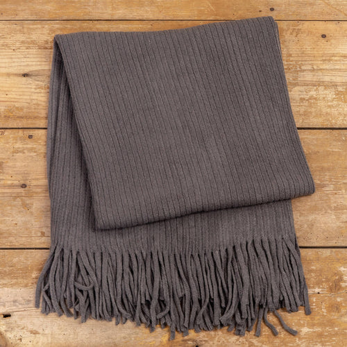 Grey Stripe Knitted Throw Blanket