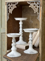 Distressed Cream Metal Candle Holder