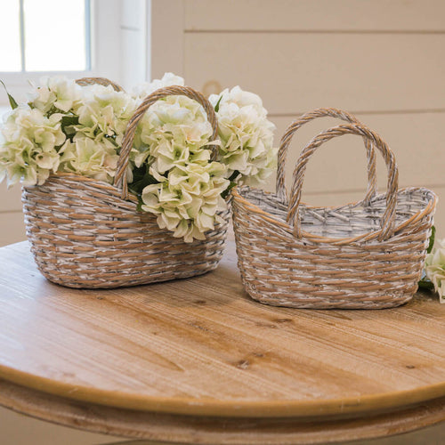 Whitewashed Double Handle Moses Basket