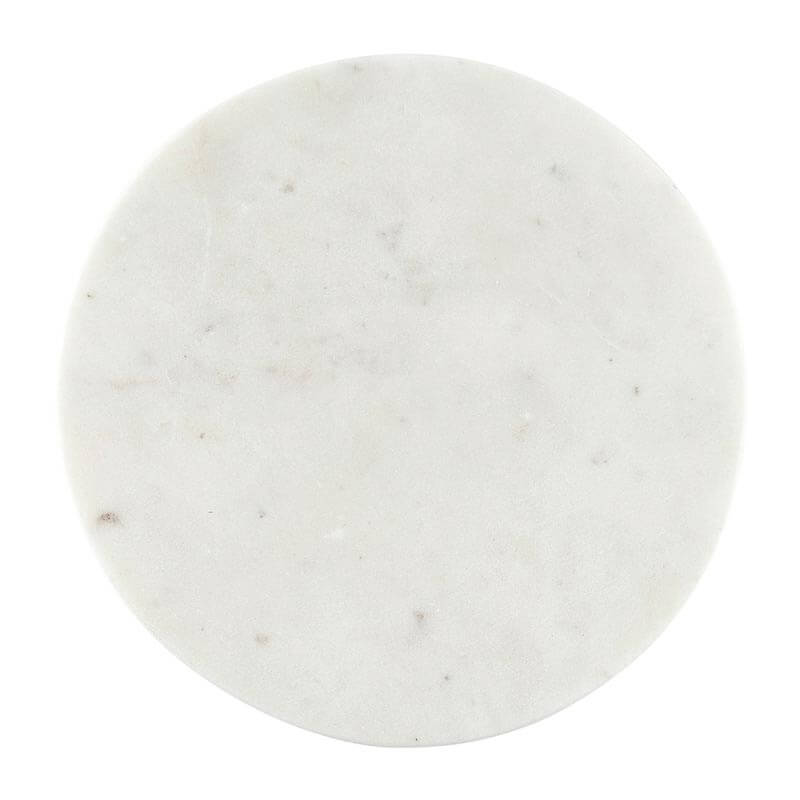 White Mable Round Footed Tray