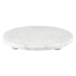 White Mable Round Footed Tray