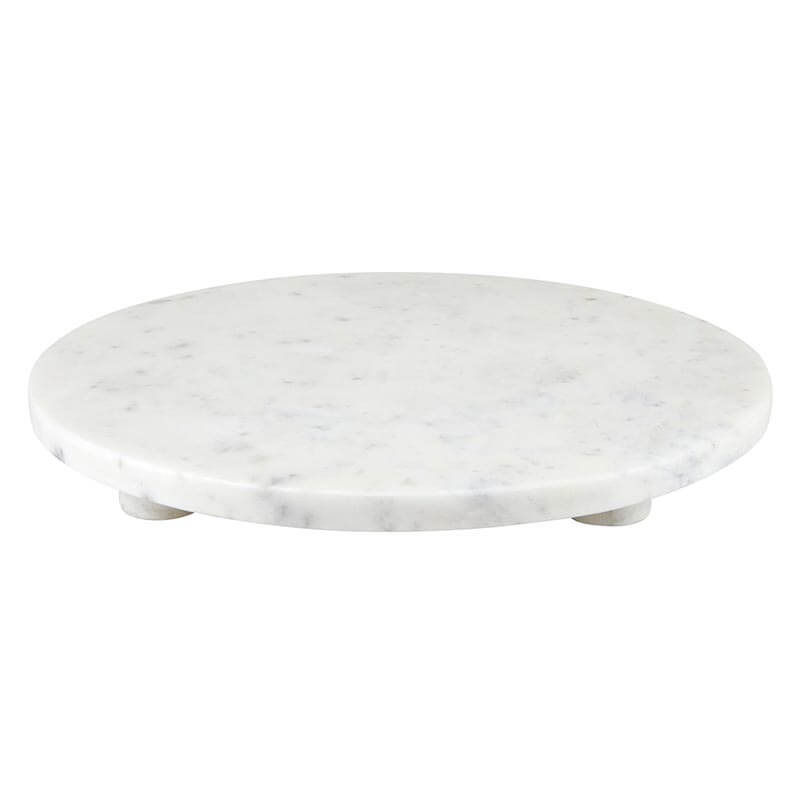 White Mable Round Footed Tray
