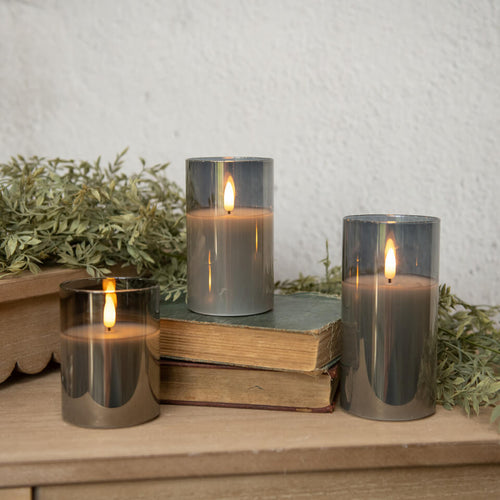 Charcoal Glass 3D Flame Candle