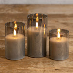 Charcoal Glass 3D Flame Candle