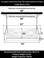 Porchgate Amish Heavy Duty 700 Lb 4-Foot Boardwalk Porch Swing - Dovetail Grey