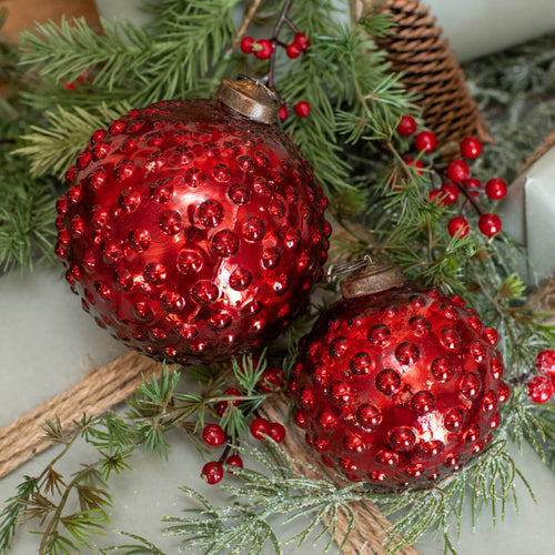 Red Hobnail Kugel Ornament