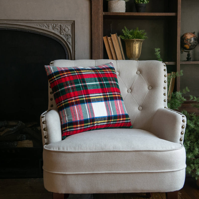 White Tartan Throw Blanket