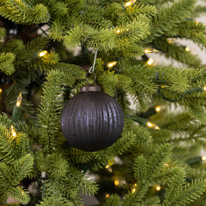 Ribbed Black Kugel Ornament