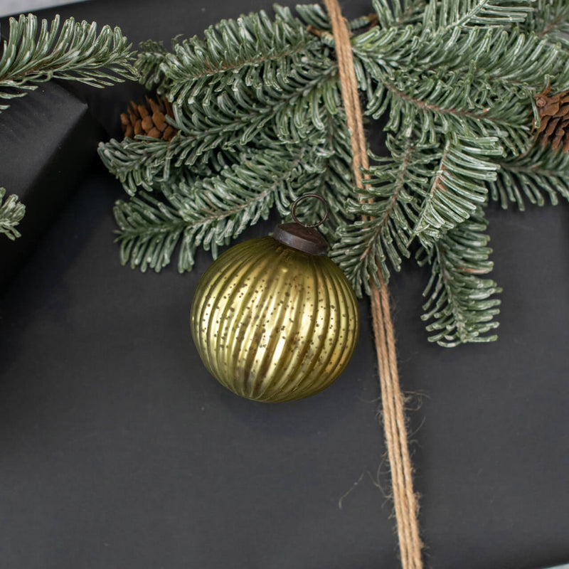 Ribbed Olive Kugel Ornament