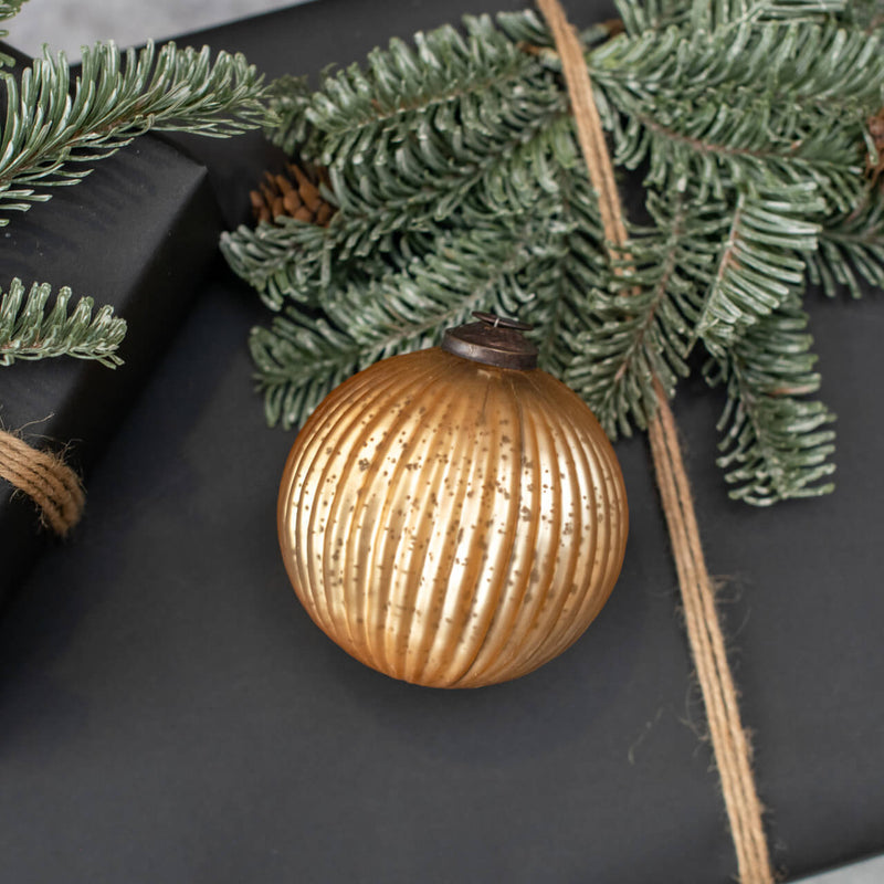 Ribbed Champagne Kugel Ornament