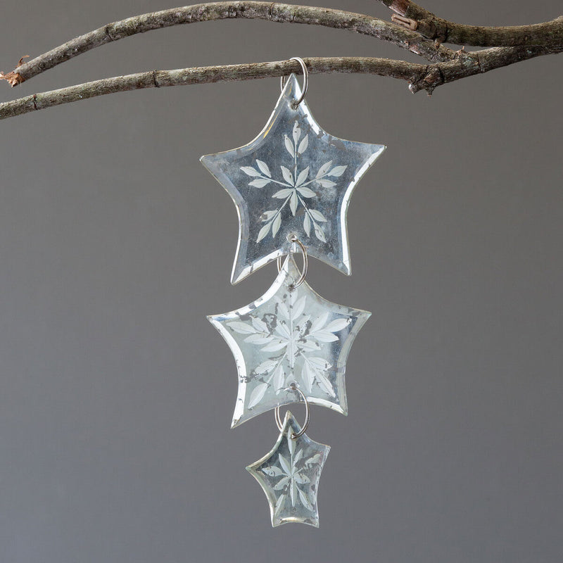 Antique Mirror Star Triple Drop Ornament