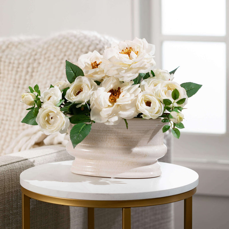 White Farmhouse Oval Planter