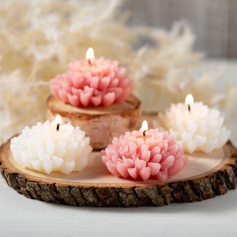 Blooming Chrysanthemum Flower Candle Set