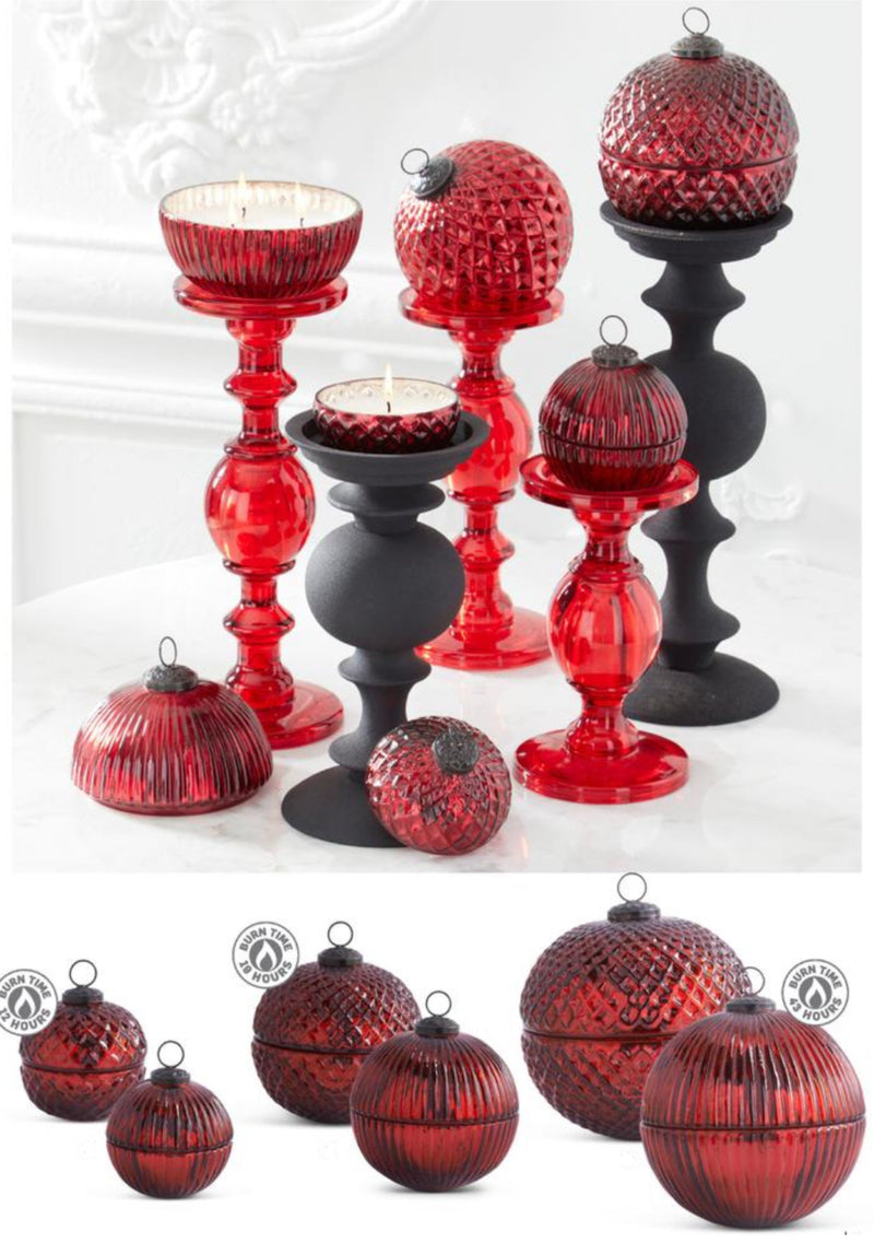 Red Mercury Glass Lidded Ornament Candle