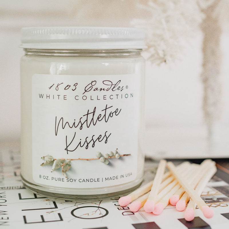 1803 Mistletoe Kisses White Candle Collection - Vintage Crossroads