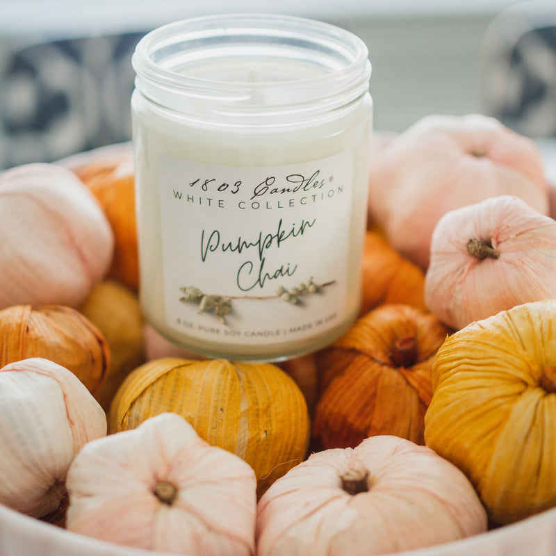 1803 Pumpkin Chai White Candle Collection - Vintage Crossroads