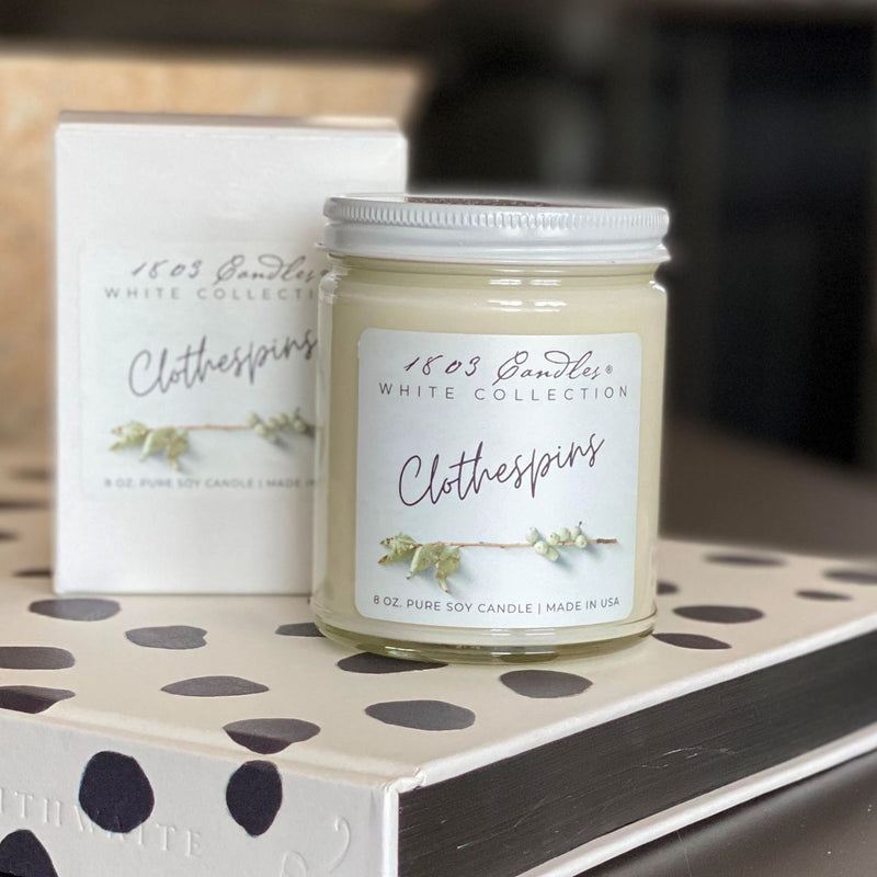 1803 Clothespins White Candle Collection - Vintage Crossroads
